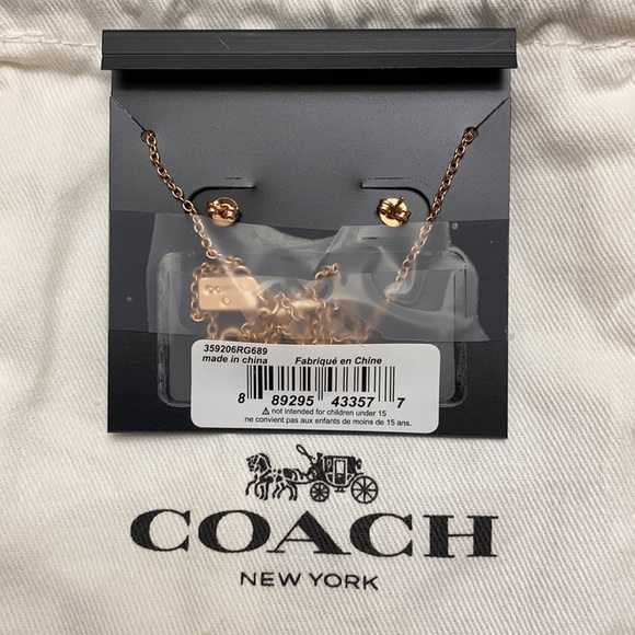 Coach Open Circle Necklace And Tea Rose Stud Earrings Set - Picture 4 of 6